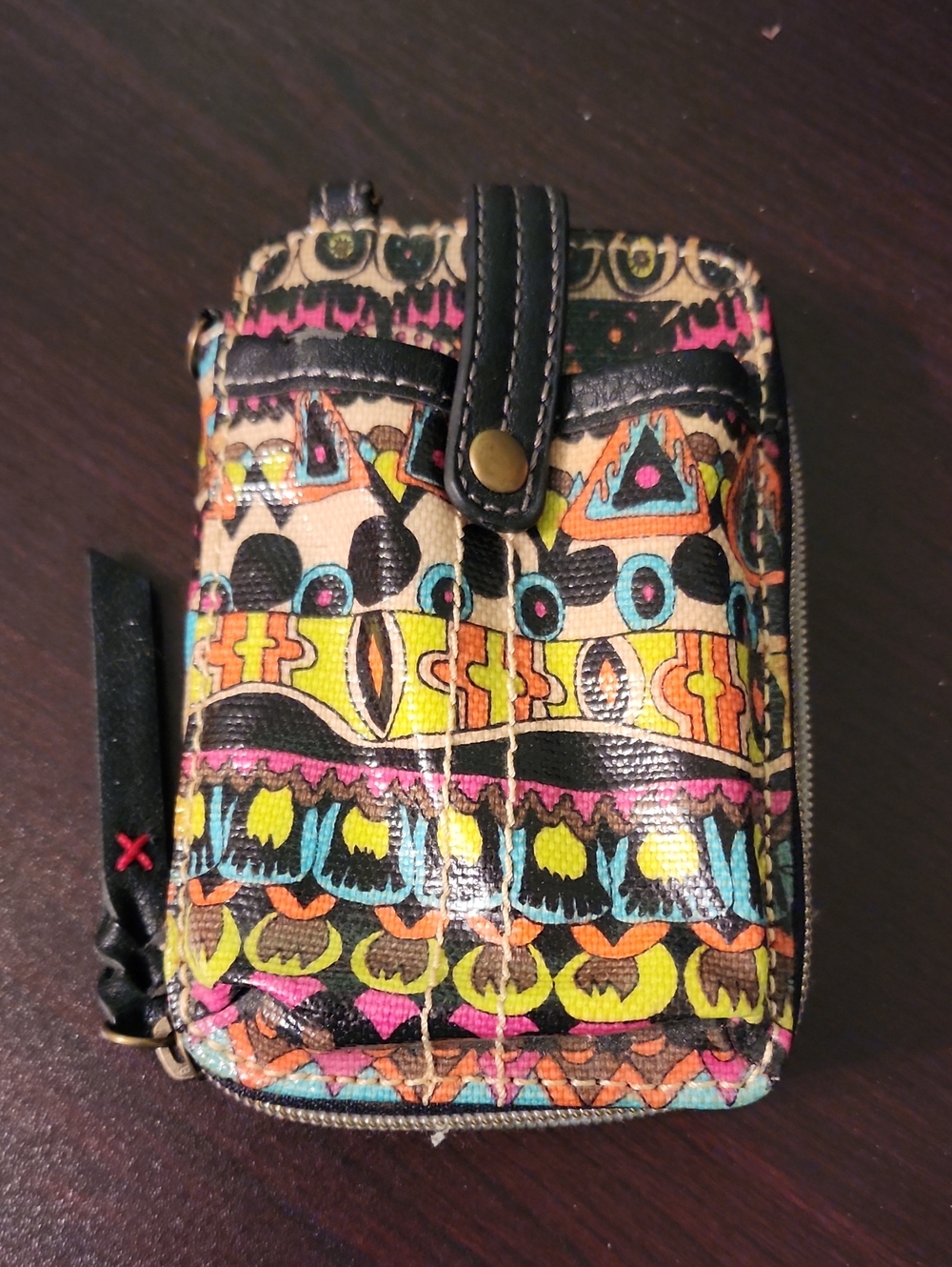Sakroots Multicolor Patterned Key & Card Holder - Black Trim